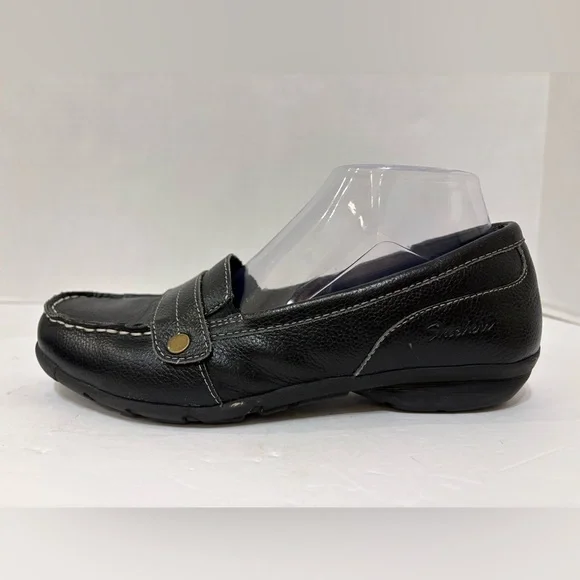 Skechers black leather relaxed fit memory foam slip-on loafers shoes size 8 - Picture 5 of 10